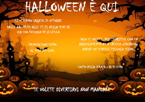 ASPOC Insieme Per Crescere: HALLOWEEN È QUI - SABATO 25 OTTOBRE 2025 NELLA SEDE DI VIA UGO FOSCOLO 40 A LECCO